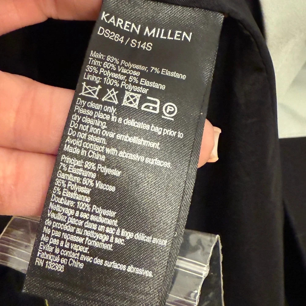 KAREN MILLEN Women's Embellished Detail Color Block Cap Sleeve Dress Size 6